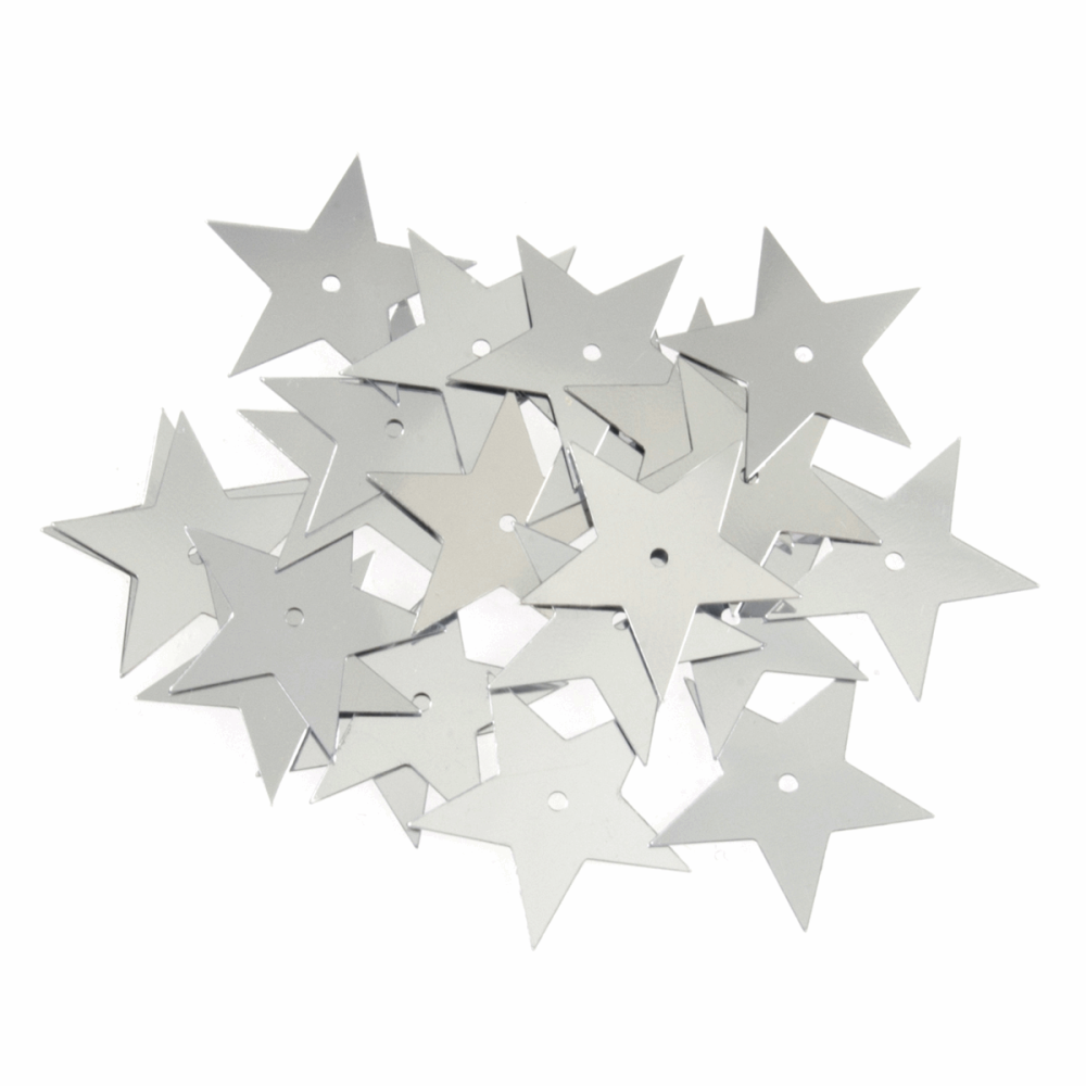 Sequins - Very Large Stars - 28mm - Silver (Trimits)