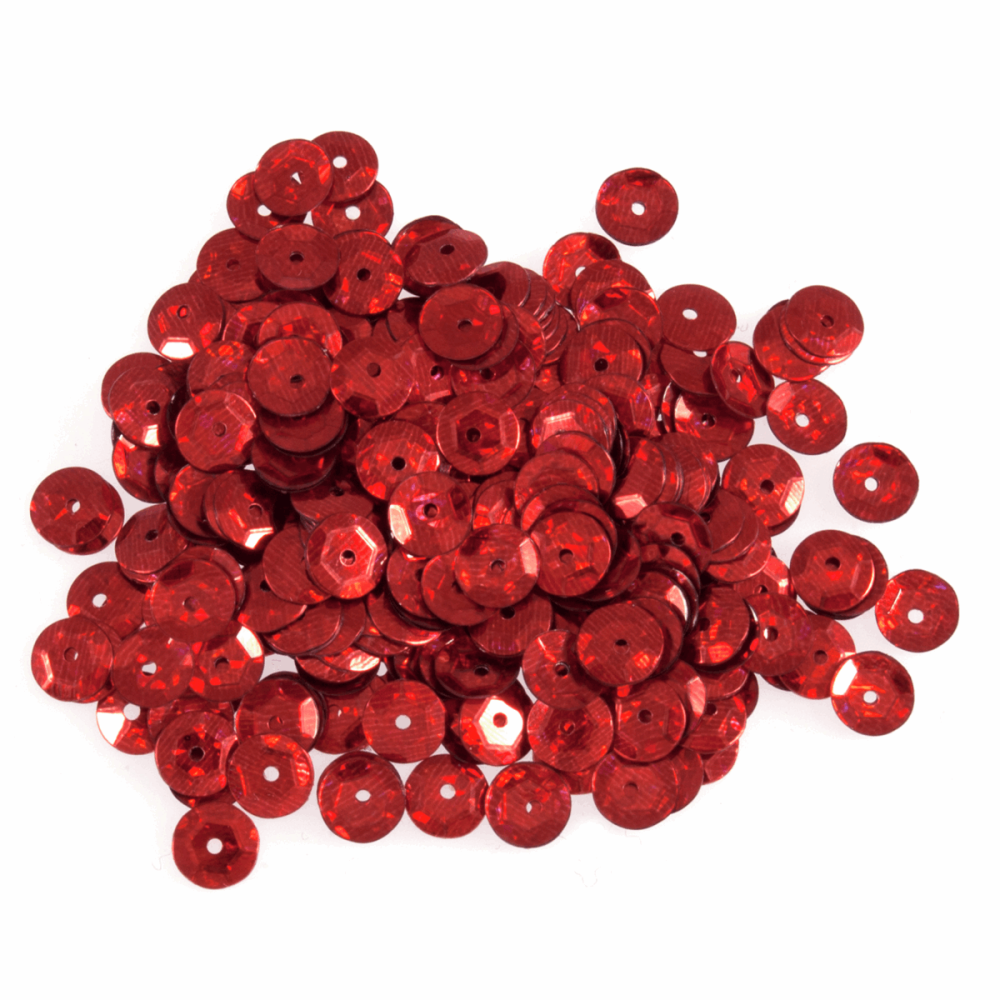 Sequins - Cups - 6mm - Holographic Red (Trimits)