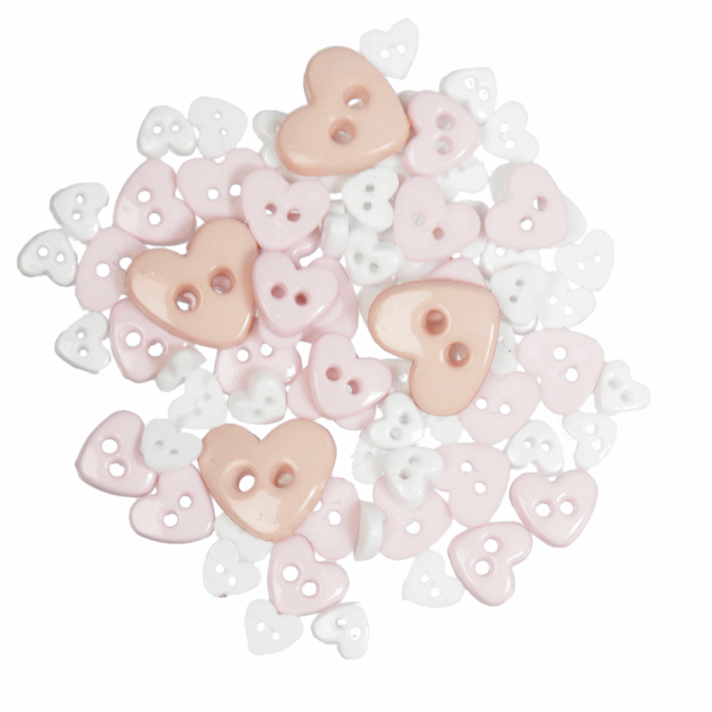 Mini Craft Buttons - Hearts - White (Trimits)