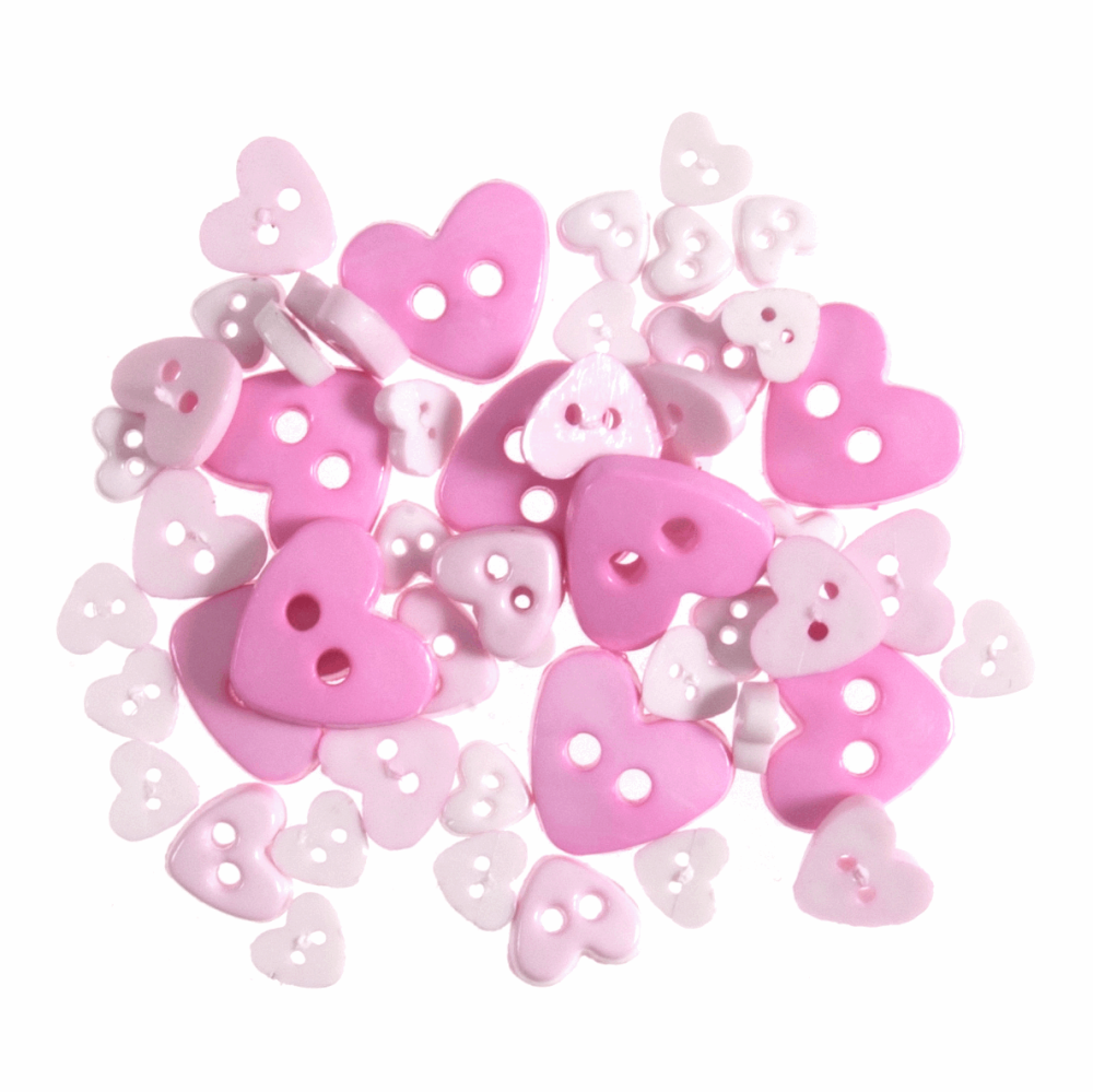 Mini Craft Buttons - Hearts - Pink (Trimits)