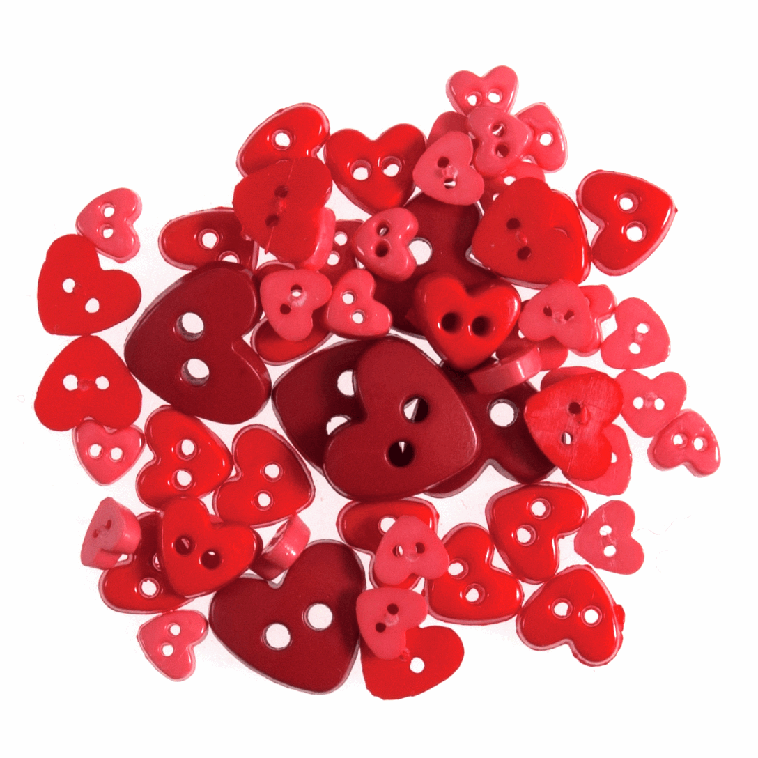 Mini Craft Buttons - Hearts - Red (Trimits)