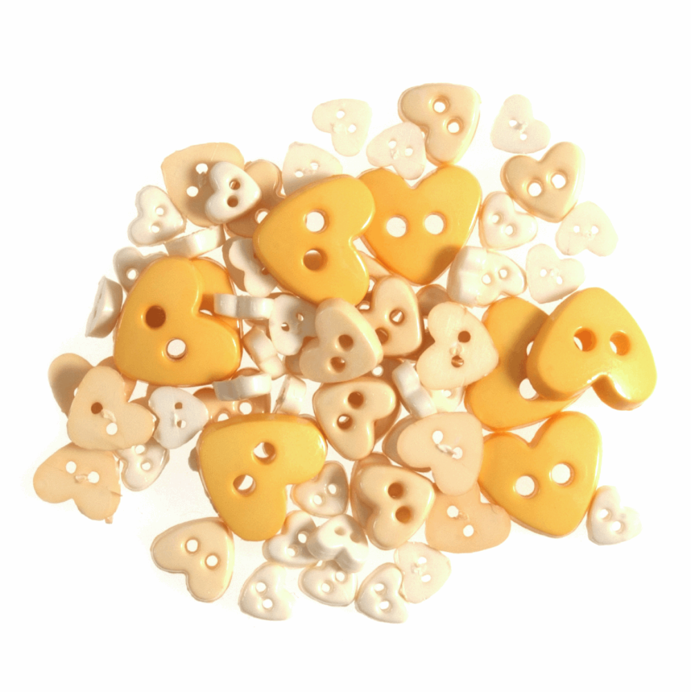 Mini Craft Buttons - Hearts - Yellow (Trimits)
