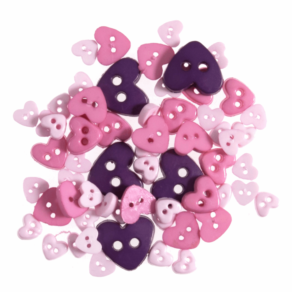 Mini Craft Buttons - Hearts - Lilac (Trimits)