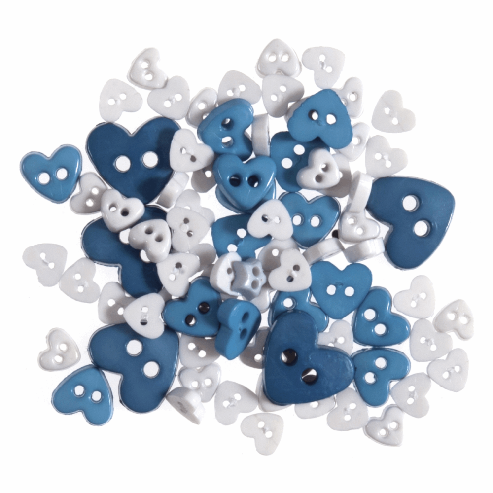 Mini Craft Buttons - Hearts - Blue (Trimits)