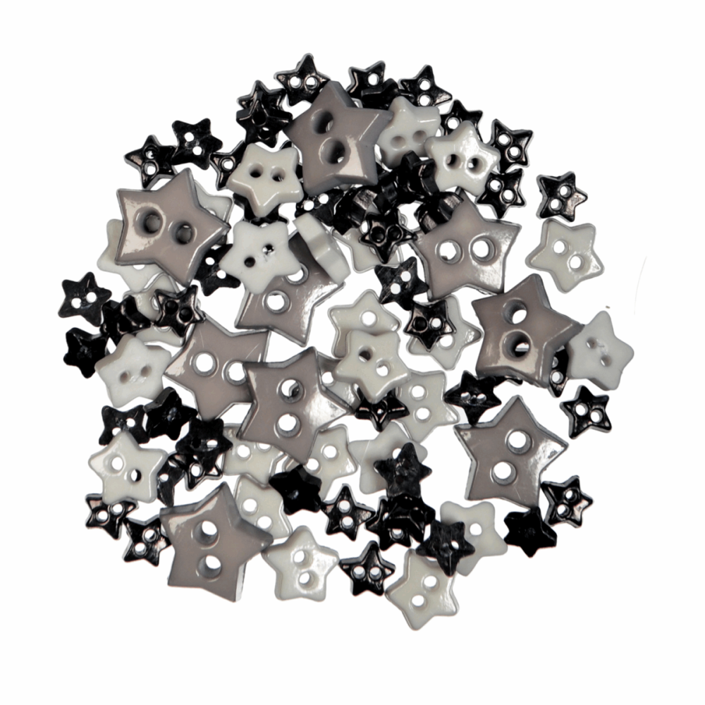 Mini Craft Buttons - Stars - Black (Trimits)