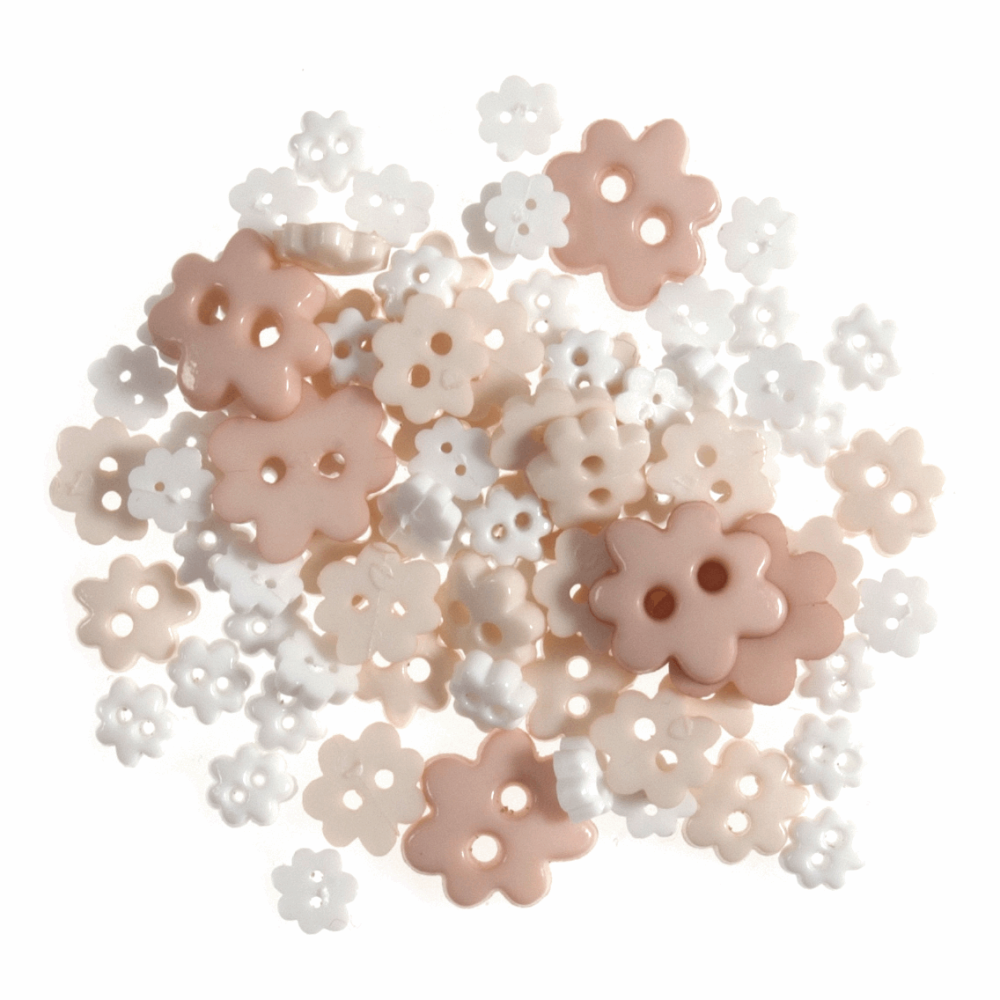 Mini Craft Buttons - Flowers - White (Trimits)