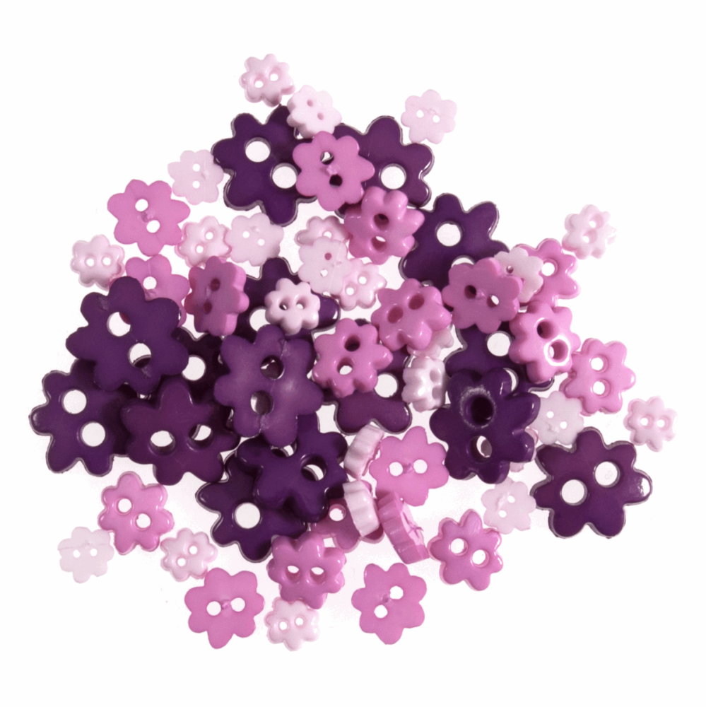 Mini Craft Buttons - Flowers - Lilac (Trimits)