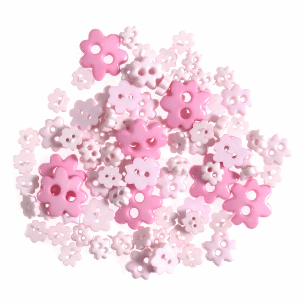 Mini Craft Buttons - Flowers - Pink (Trimits)