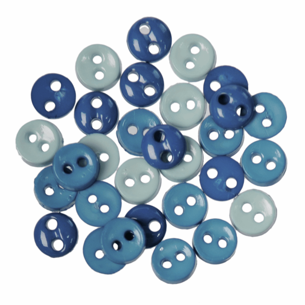 Mini Craft Buttons - Round - Blue (Trimits)