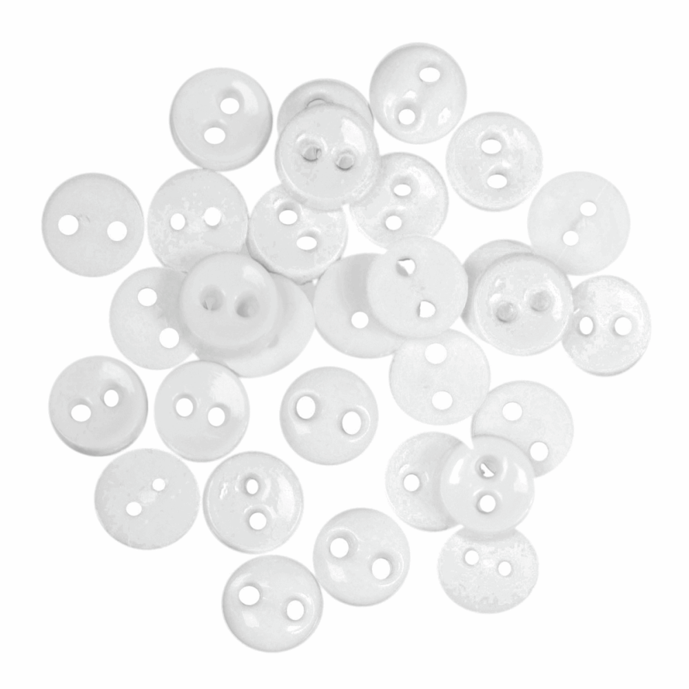 Mini Craft Buttons - Round - White (Trimits)