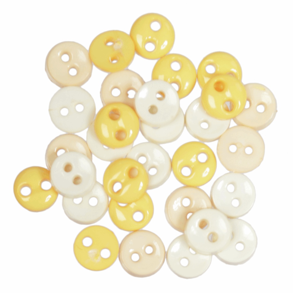 Mini Craft Buttons - Round - Yellow (Trimits)