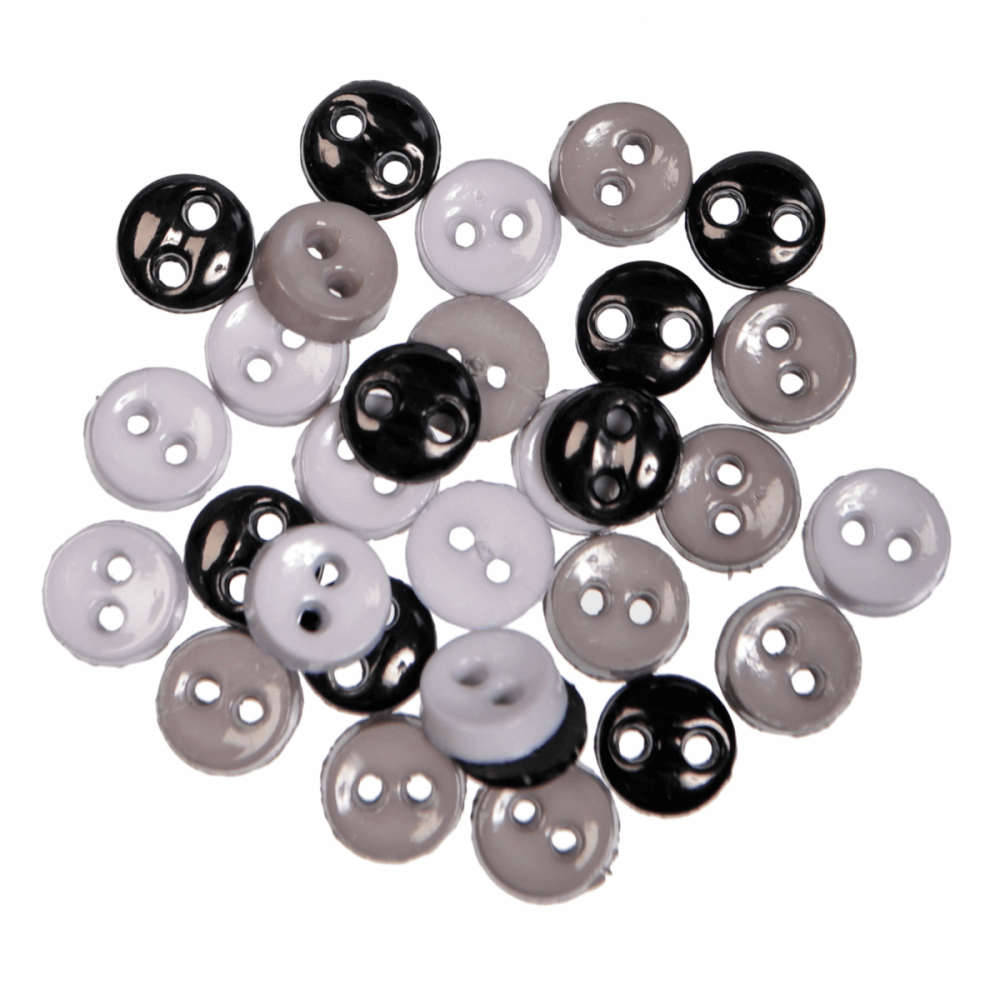 Mini Craft Buttons - Round - Black (Trimits)