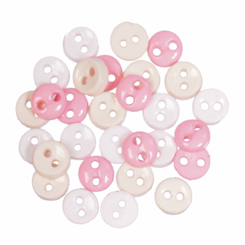 Mini Craft Buttons - Round - Pink (Trimits)