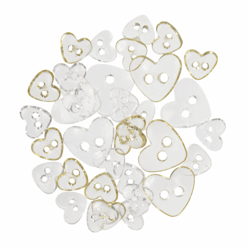 Mini Craft Buttons - Hearts - Transparent White (Trimits)