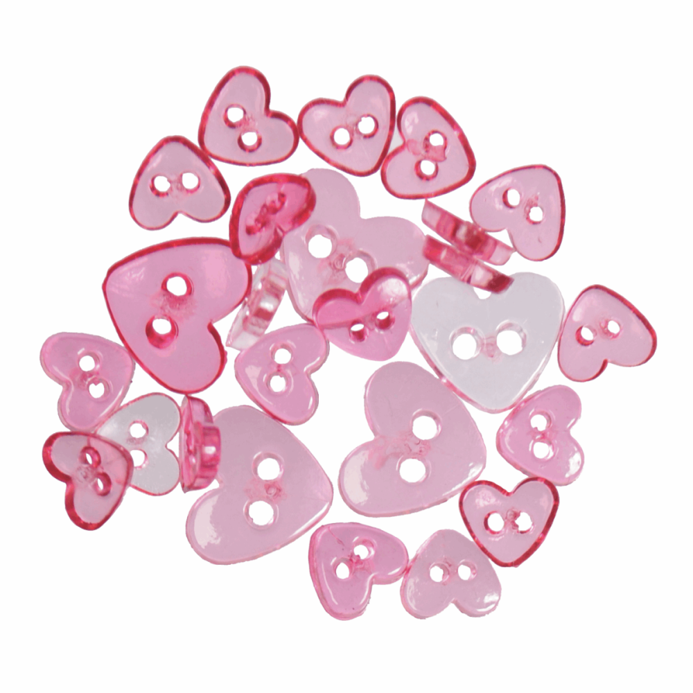 Mini Craft Buttons - Hearts - Transparent Pink (Trimits)