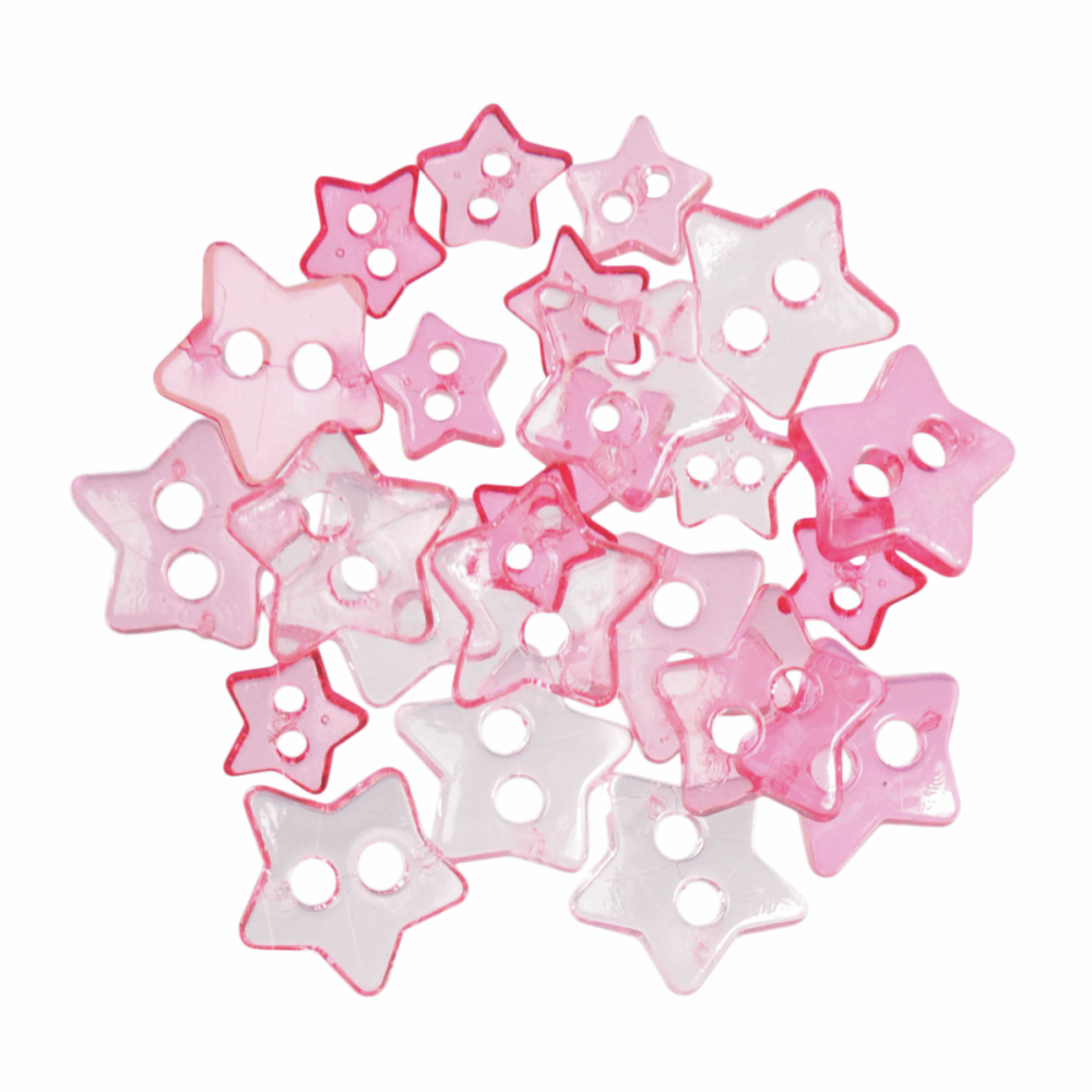 Mini Craft Buttons - Stars - Transparent Pink (Trimits)