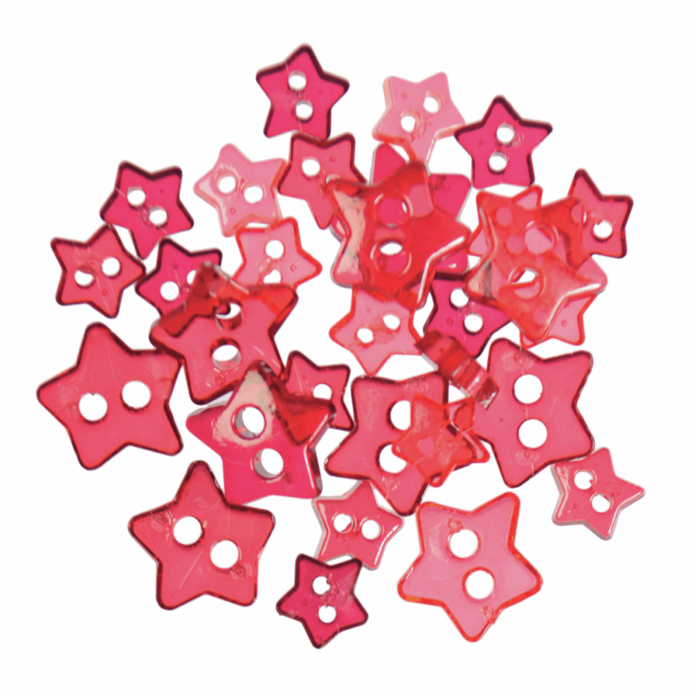 Mini Craft Buttons - Stars - Transparent Red (Trimits)