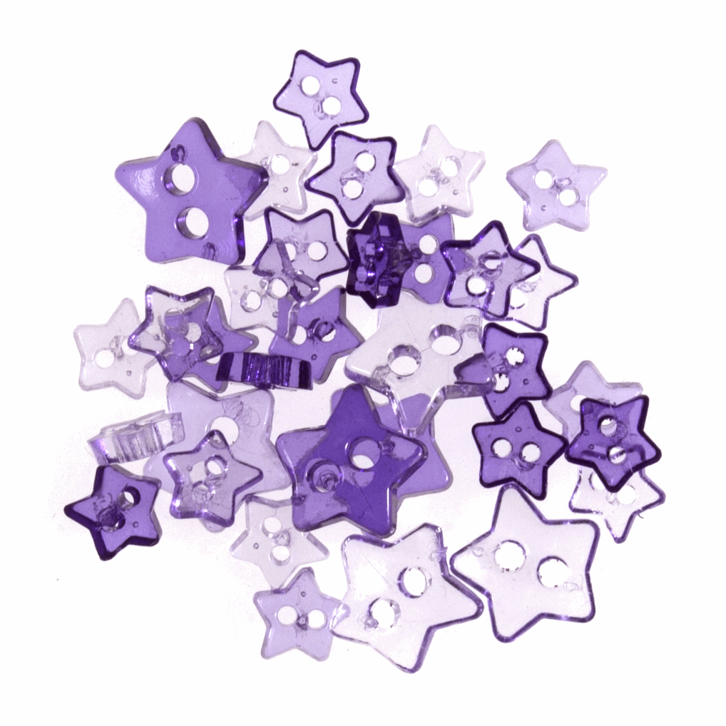 Mini Craft Buttons - Stars - Transparent Lilac (Trimits)