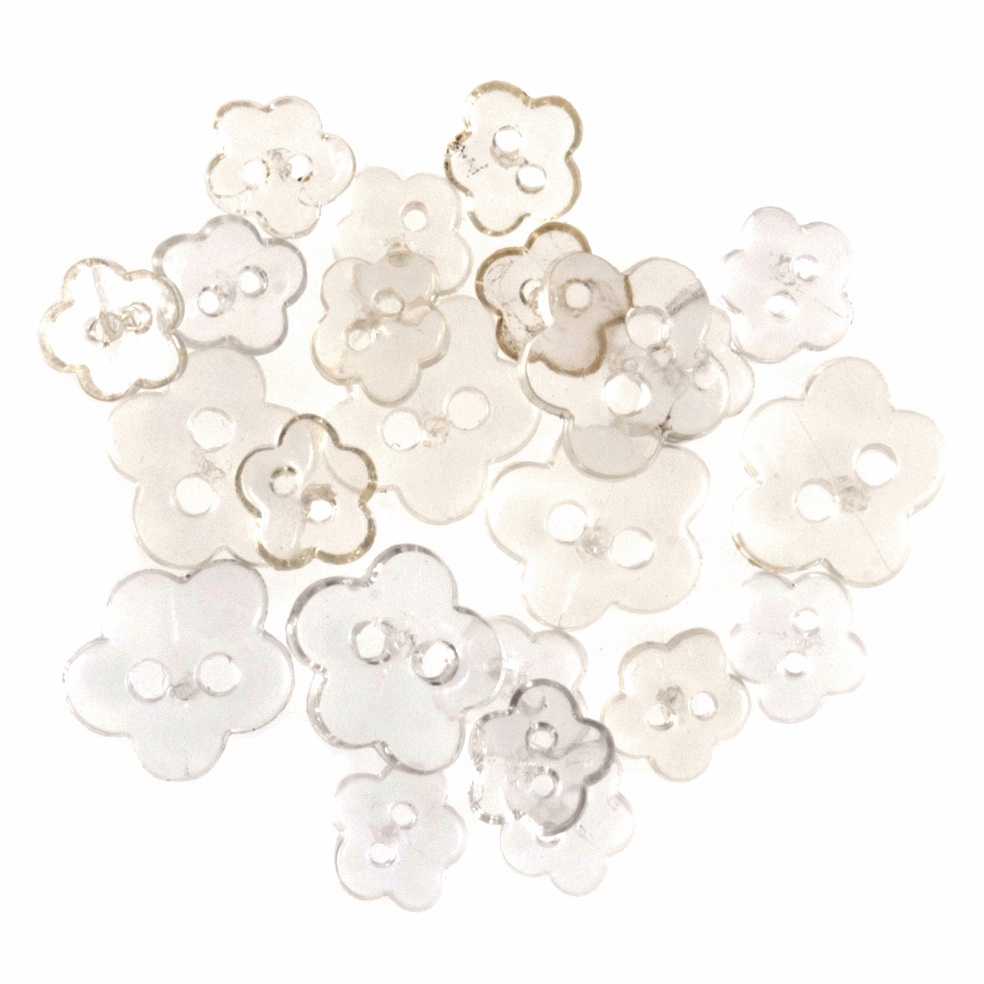 Mini Craft Buttons - Flowers - Transparent White (Trimits)