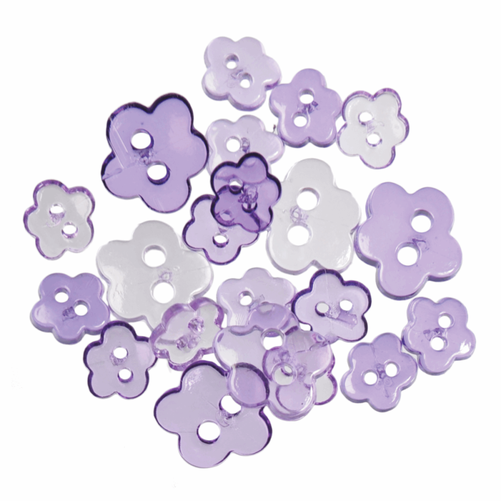 Mini Craft Buttons - Flowers - Transparent Lilac (Trimits)