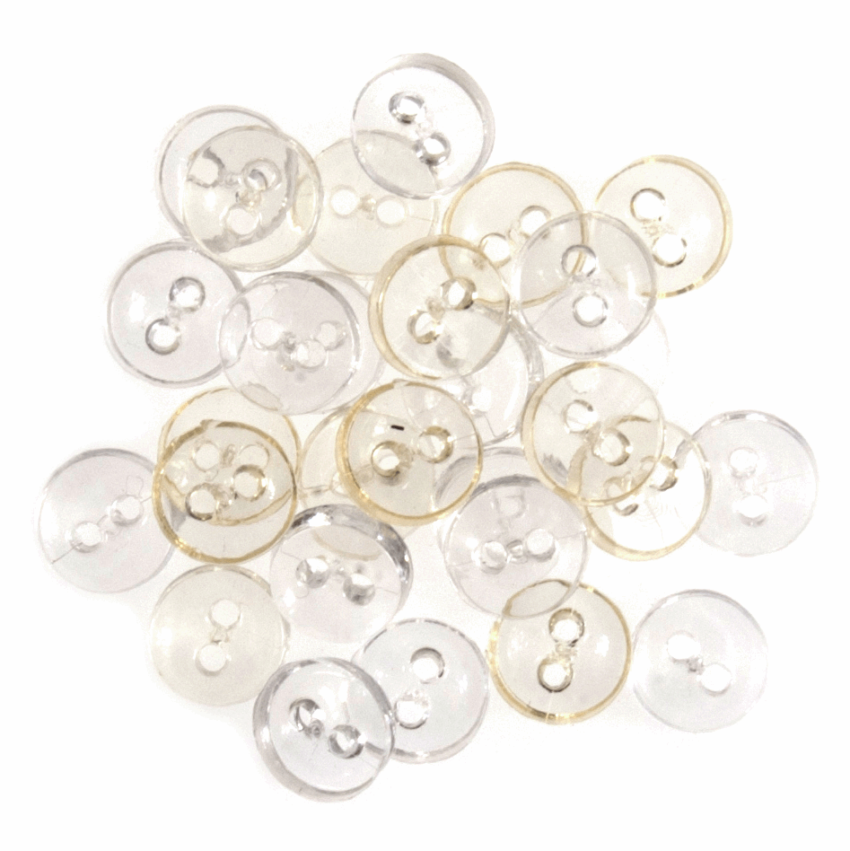 Mini Craft Buttons - Round - Transparent White (Trimits)