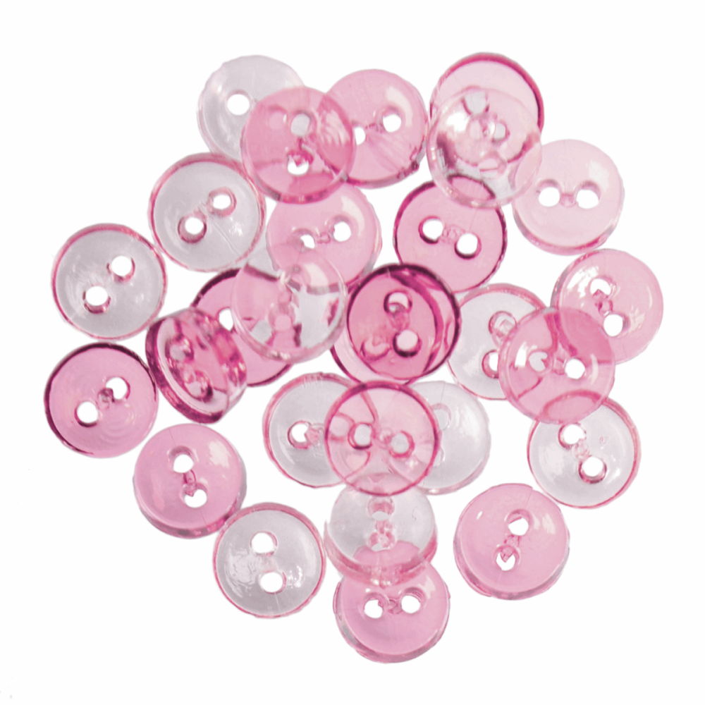 Mini Craft Buttons - Round - Transparent Pink (Trimits)