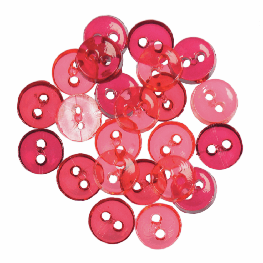 Mini Craft Buttons - Round - Transparent Red (Trimits)