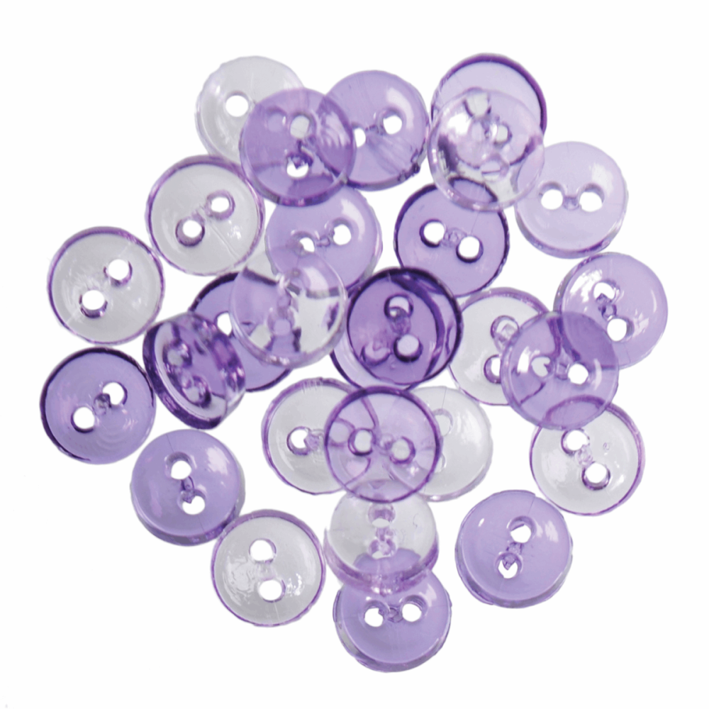 Mini Craft Buttons - Round - Transparent Lilac (Trimits)