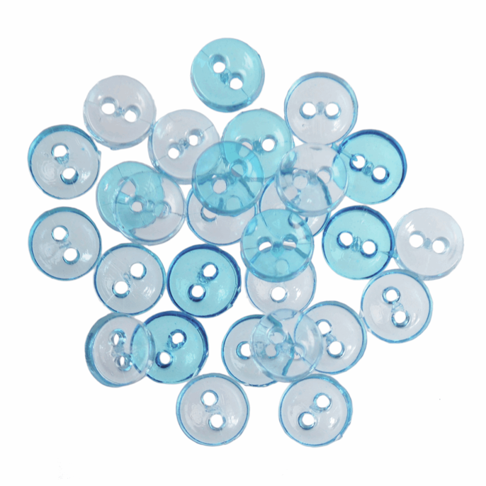 Mini Craft Buttons - Round - Transparent Turquoise (Trimits)