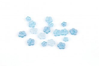 Mini Craft Buttons - Flowers - Transparent Turquoise (Trimits)