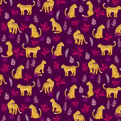 Makower - Jewel Tones - Cheeky Leopard - No. 2425/P (Purple)