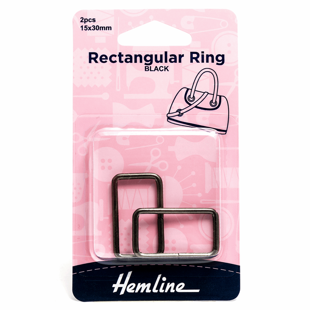 Rectangular Ring - Black - 15mm x 30mm (Hemline)