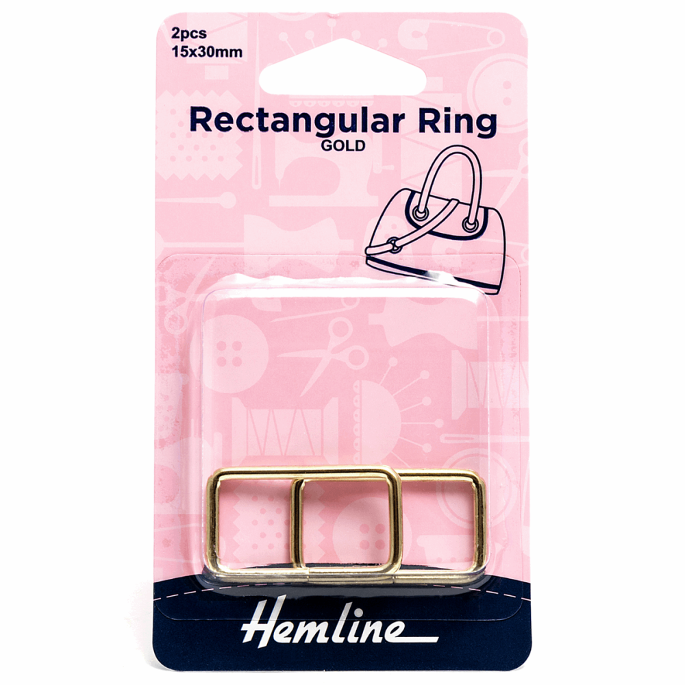 Rectangular Ring - Gold - 15mm x 30mm (Hemline)