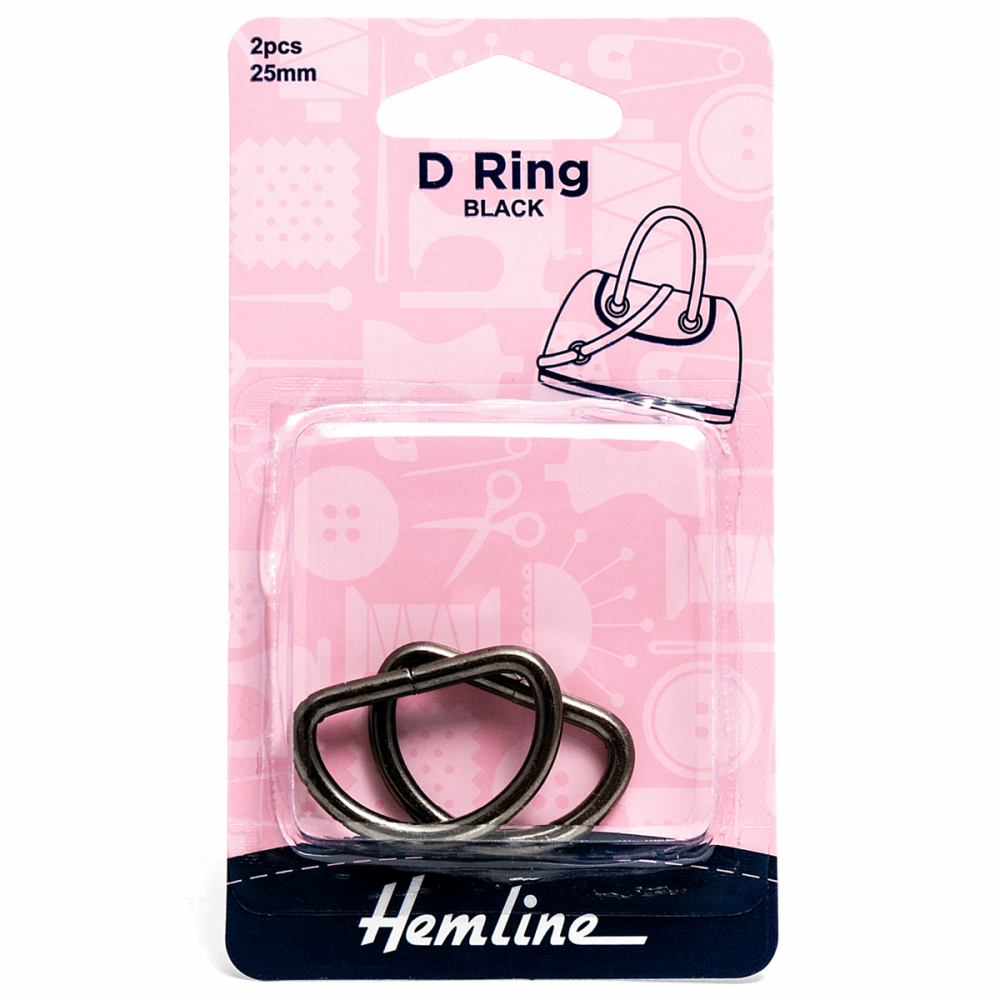 D-Ring Buckles - Black - 25mm (Hemline)