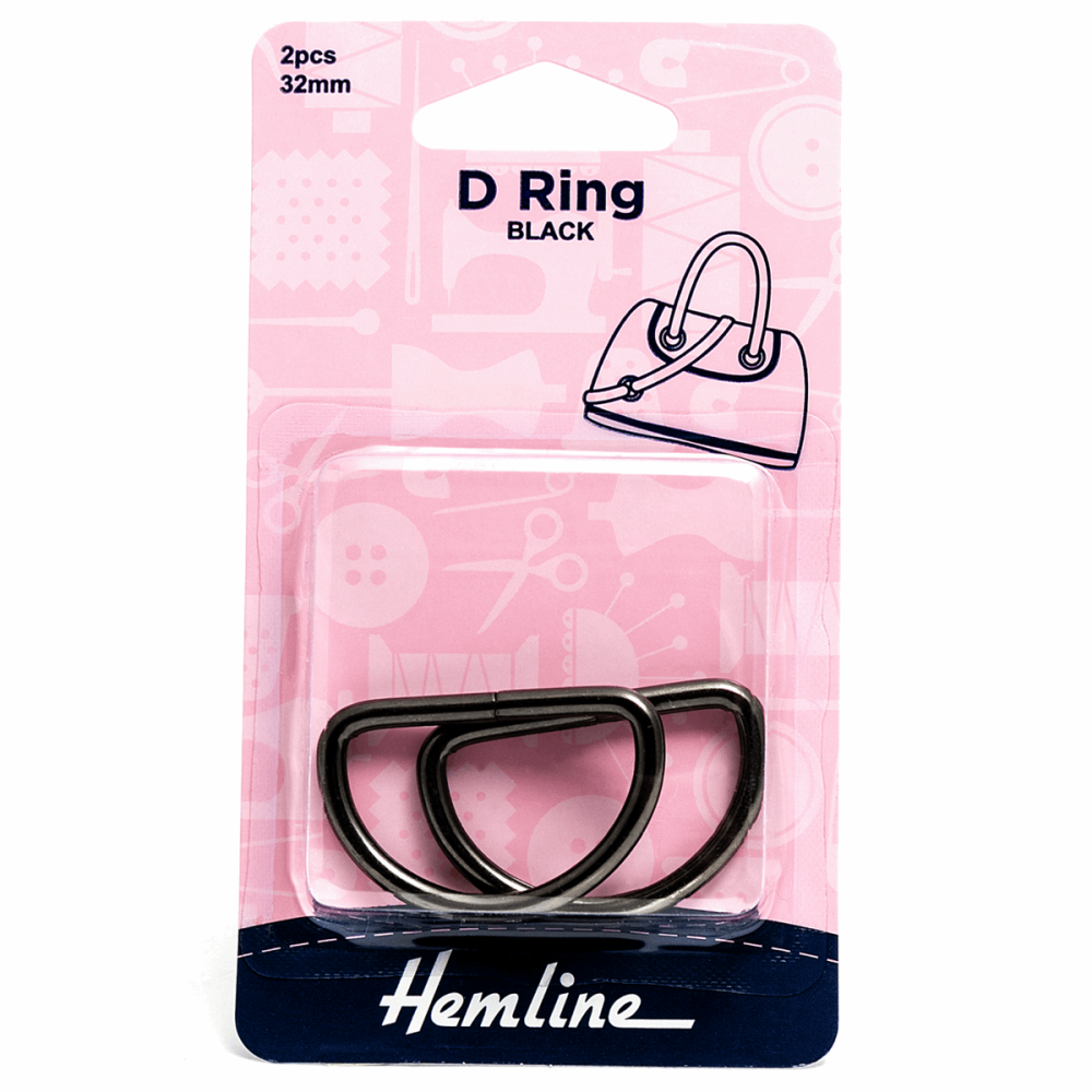 D-Ring Buckles - Black - 32mm (Hemline)