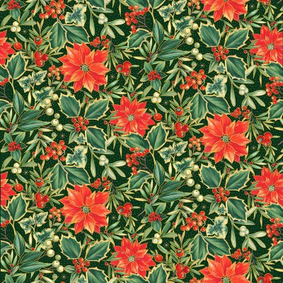 Makower - Festive Foliage - Poinsettia - No. 2489/G (Green)