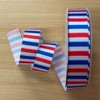 <!--2044 -->Ribbon - Red, White & Blue Stripe - Horizontal  (Sew Cool)