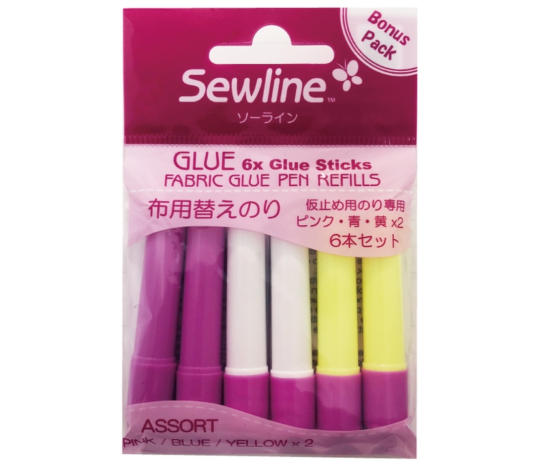 Fabric Glue Pen Refills - Multipack - Pink, Blue & Yellow (Sewline)