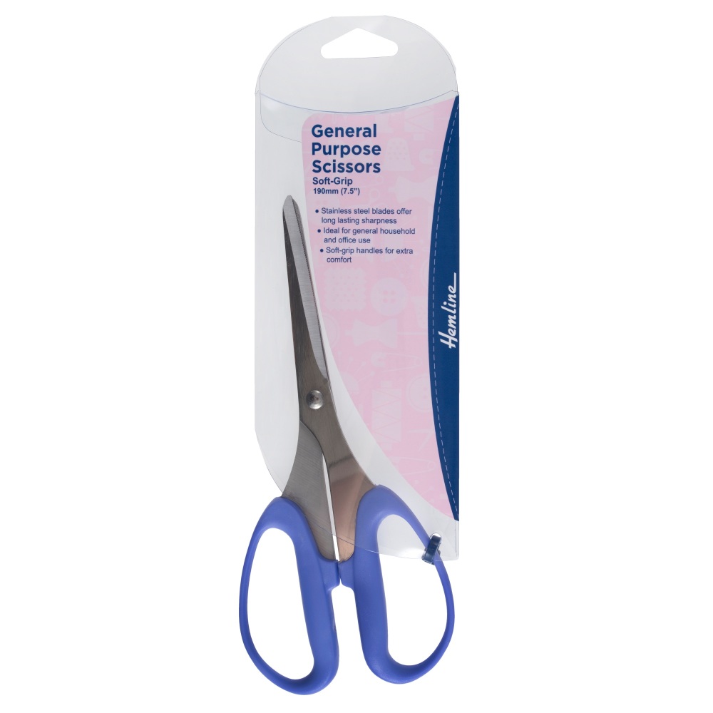 General Purpose Scissors - 19cm / 7 ½" - Multi Grip (Hemline)