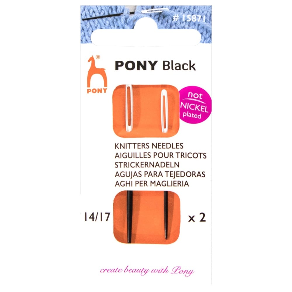 Knitters Needles - Black with White Eye - Sizes 14 & 17 - Pony (P15871)