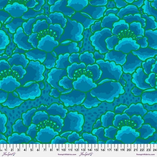 Tonal Floral Wide - Turquoise - QBGP009.TURQUOISE - Kaffe Fassett Quilt Backing