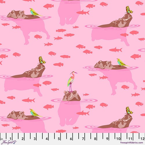 Last Piece - 60cm length -Tula Pink - Everglow - My Hippos Don't Lie (Nova) - PWTP204.NOVA