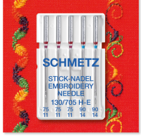 <!--015-->Embroidery Needles - Mixed Size Pack, 75 & 90 - Pack of 5 - Schmetz