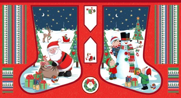 Makower - Santa's Christmas Large Stocking Panel - 2590/1