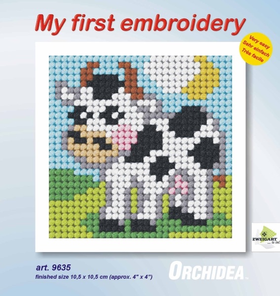 Mini Needlepoint Kit - My First Embroidery - Cow - Orchidea ORC.9635