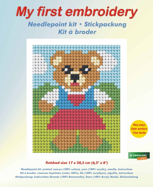 Needlepoint Kit - My First Embroidery - Girl Bear - Orchidea ORC.9731