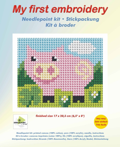 Needlepoint Kit - My First Embroidery - Pig - Orchidea ORC.9734