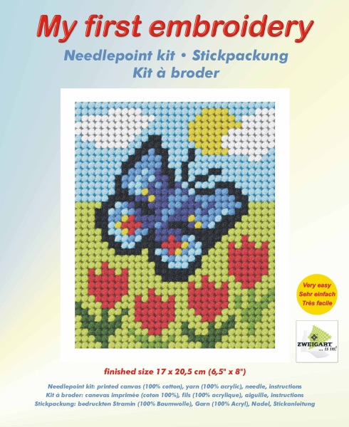 Needlepoint Kit - My First Embroidery - Butterfly and Tulips - Orchidea ORC