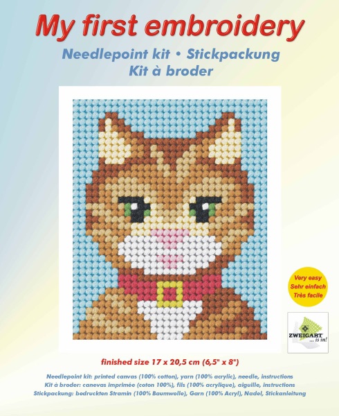 Needlepoint Kit - My First Embroidery -Tabby Cat - Orchidea ORC.9729
