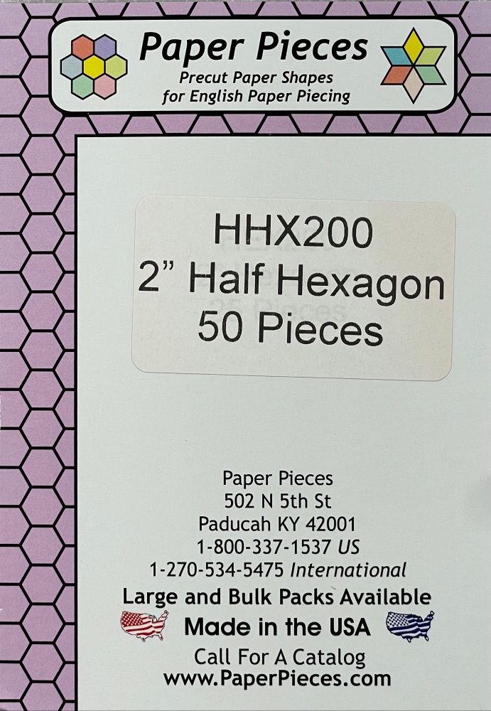 2" Half Hexagon Paper Pieces - 50 pieces (HHX200)